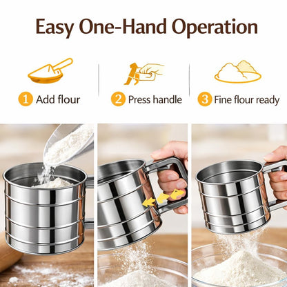 🧁 Stainless Steel Sifter – Perfect for Baking & Cooking