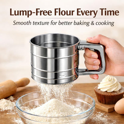 🧁 Stainless Steel Sifter – Perfect for Baking & Cooking