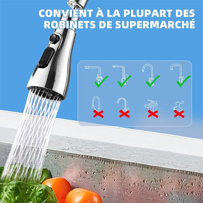 3-Mode 360° Swivel Kitchen Faucet Spray Head