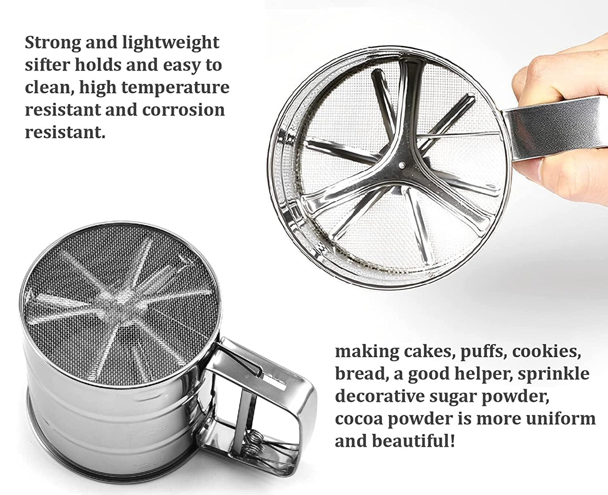 🧁 Stainless Steel Sifter – Perfect for Baking & Cooking