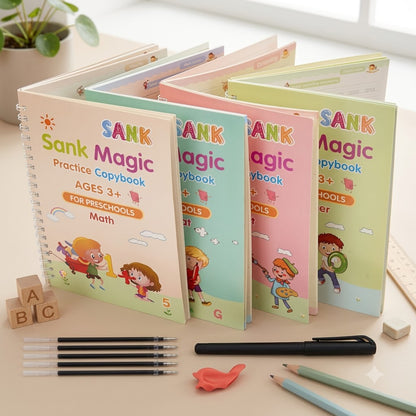 SANK Magic Practice Copybook Set – Reusable Handwriting & Learning Books for Kids