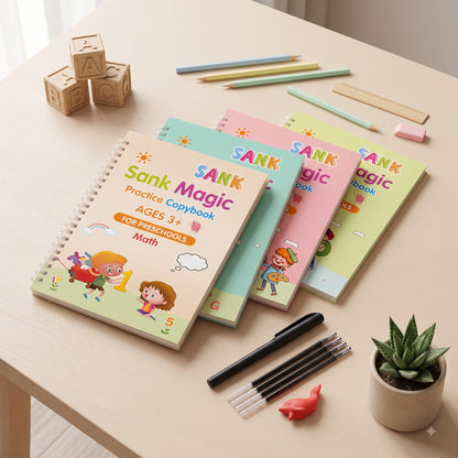 SANK Magic Practice Copybook Set – Reusable Handwriting & Learning Books for Kids