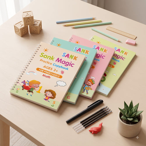 SANK Magic Practice Copybook Set – Reusable Handwriting & Learning Books for Kids