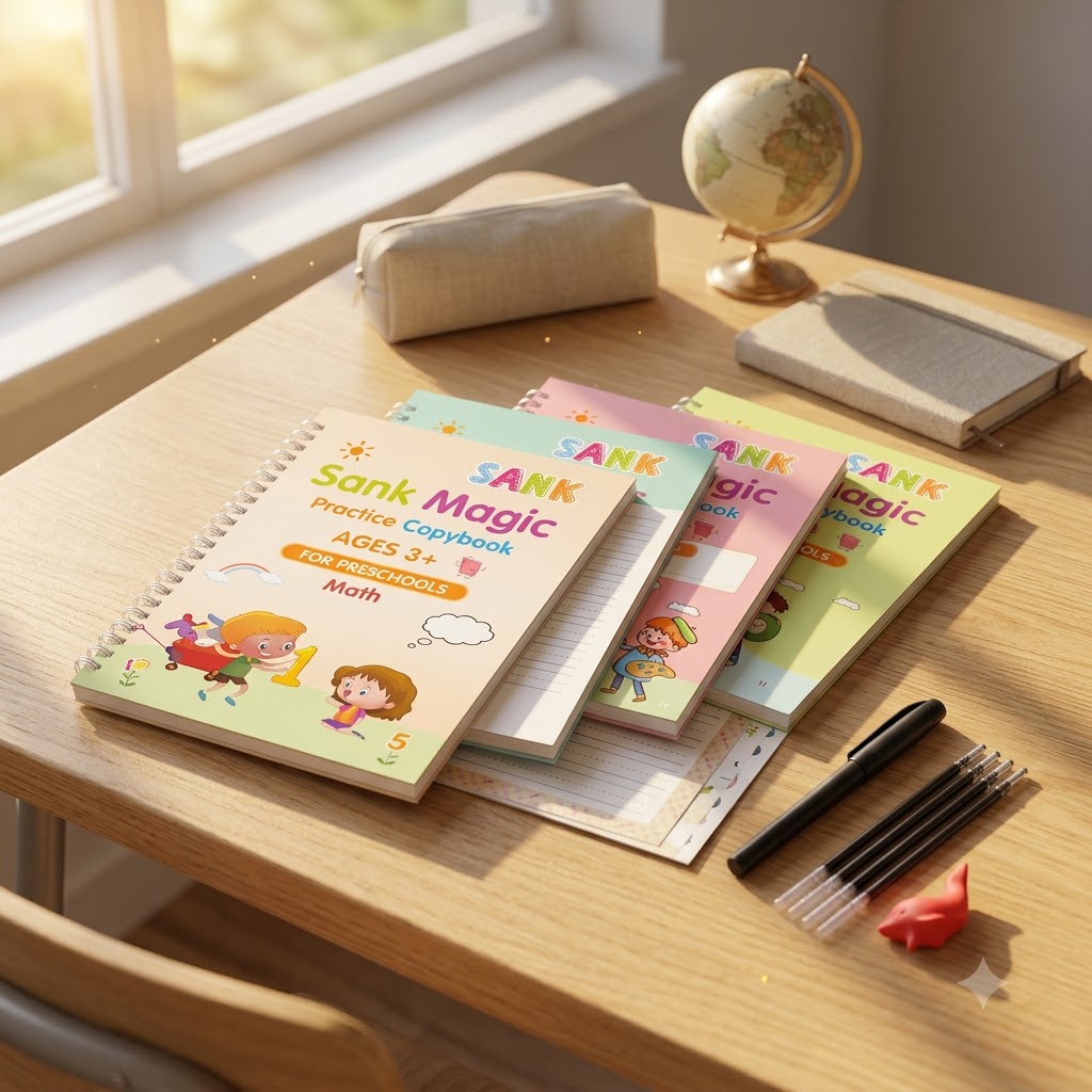 SANK Magic Practice Copybook Set – Reusable Handwriting & Learning Books for Kids