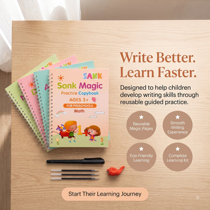 SANK Magic Practice Copybook Set – Reusable Handwriting & Learning Books for Kids